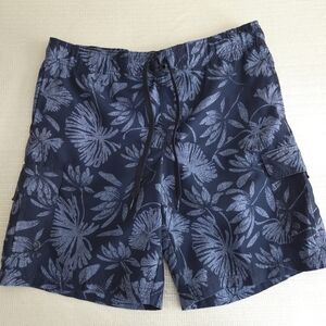 Ocean Pacific OP Sports Men's Blue Floral Lined Swim Trunks Size Medium